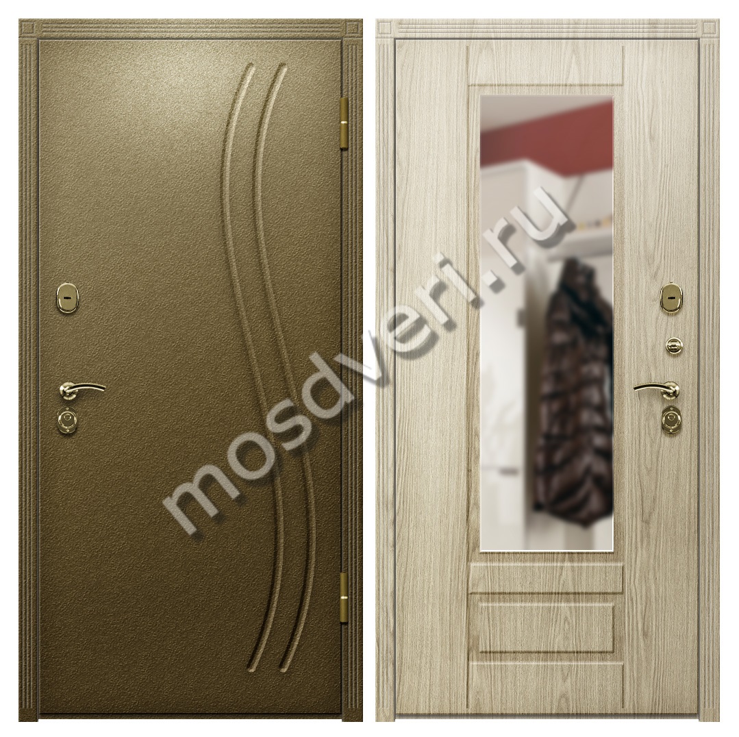 Дверь входная с зеркалом и терморазрывом дешево TD-119 - купить от производителя Мосдвери Дверь входная с зеркалом и терморазрывом дешево TD-119